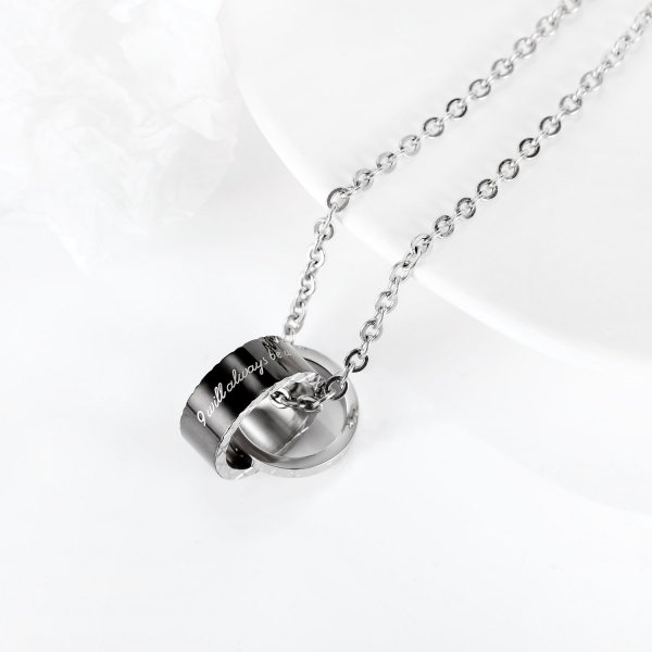 Titanium Steel Couple Necklace Clavicle Chain Double Ring