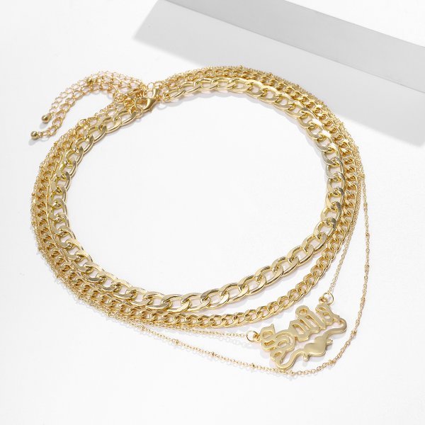 Simple Exaggerated Multi-layer Hollow Chain Collar